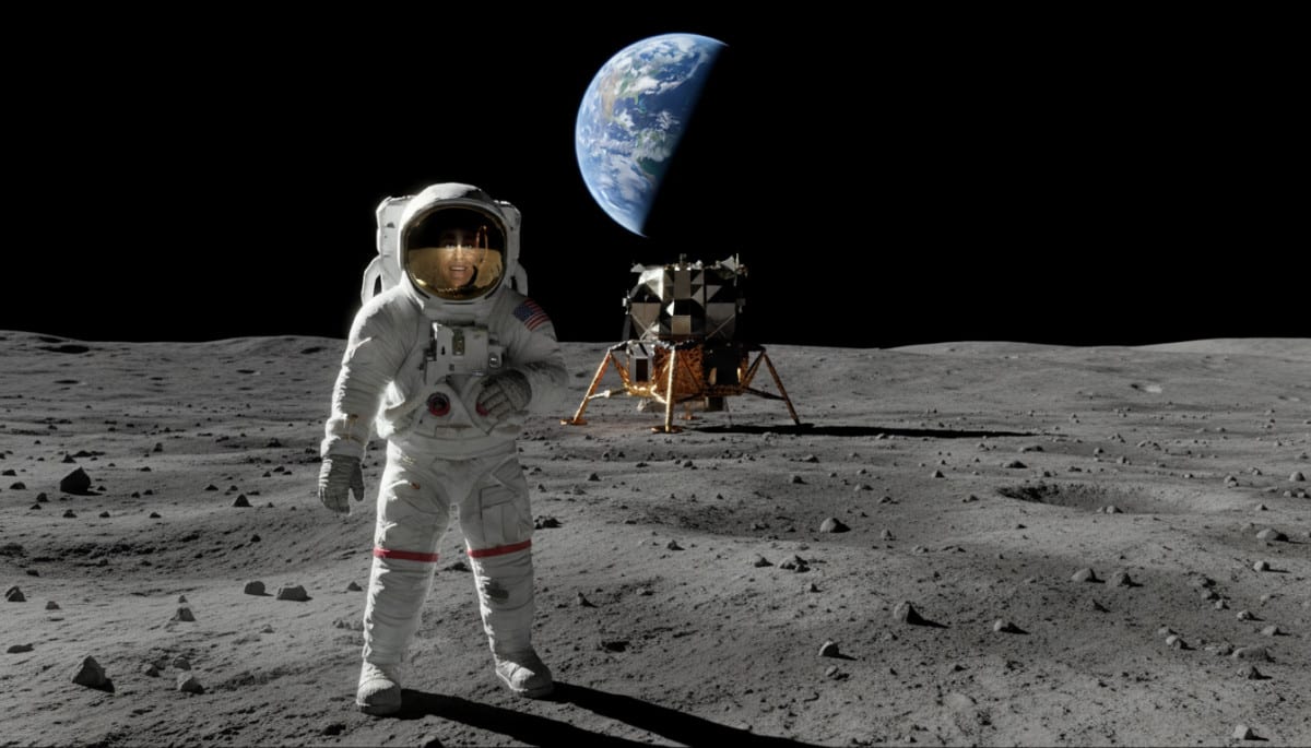 Astronaute Apollo 16 sur la surface lunaire en avril 1972