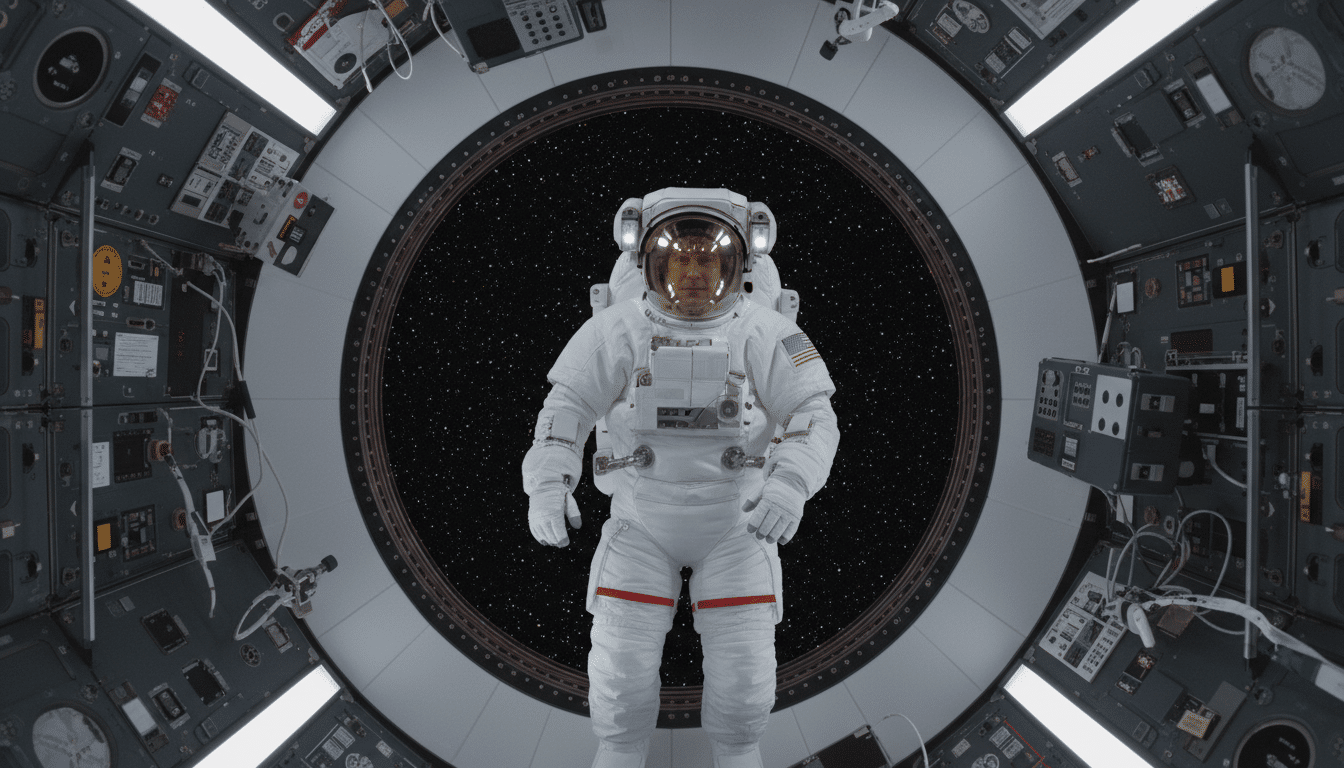 Astronaute regardant les étoiles immobiles depuis l'espace