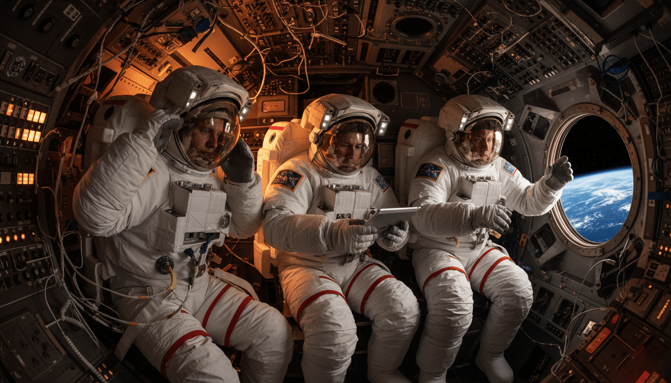 Astronautes Apollo 13 en situation de crise dans leur capsule
