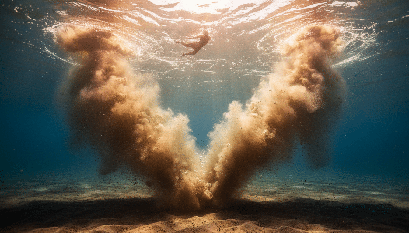 Courants d'arrachement en collision sous la surface de l'océan