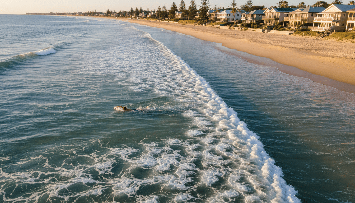 Nageur se déplaçant parallèlement à la côte pour échapper au courant
