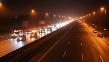 Contrôle de nuit sur l'autoroute A9 près de Perpignan