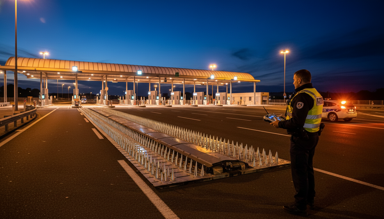 Herse robotisée déployée sur l'autoroute par les gendarmes
