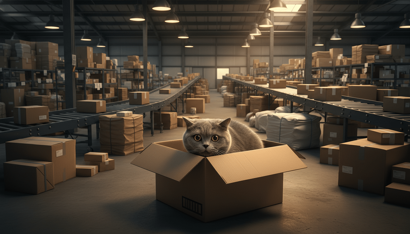 Chat British Shorthair découvert dans un carton au centre de tri postal