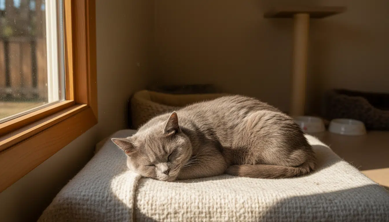Le chat Shana en refuge après son sauvetage