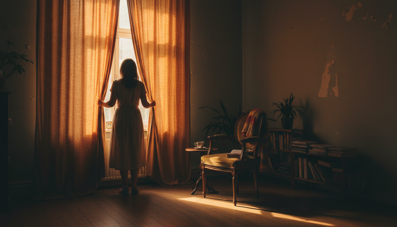 Silhouette de femme dans un refuge aux Pays-Bas