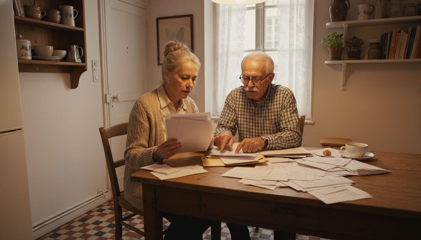 Couple de retraités inquiets face à leurs factures