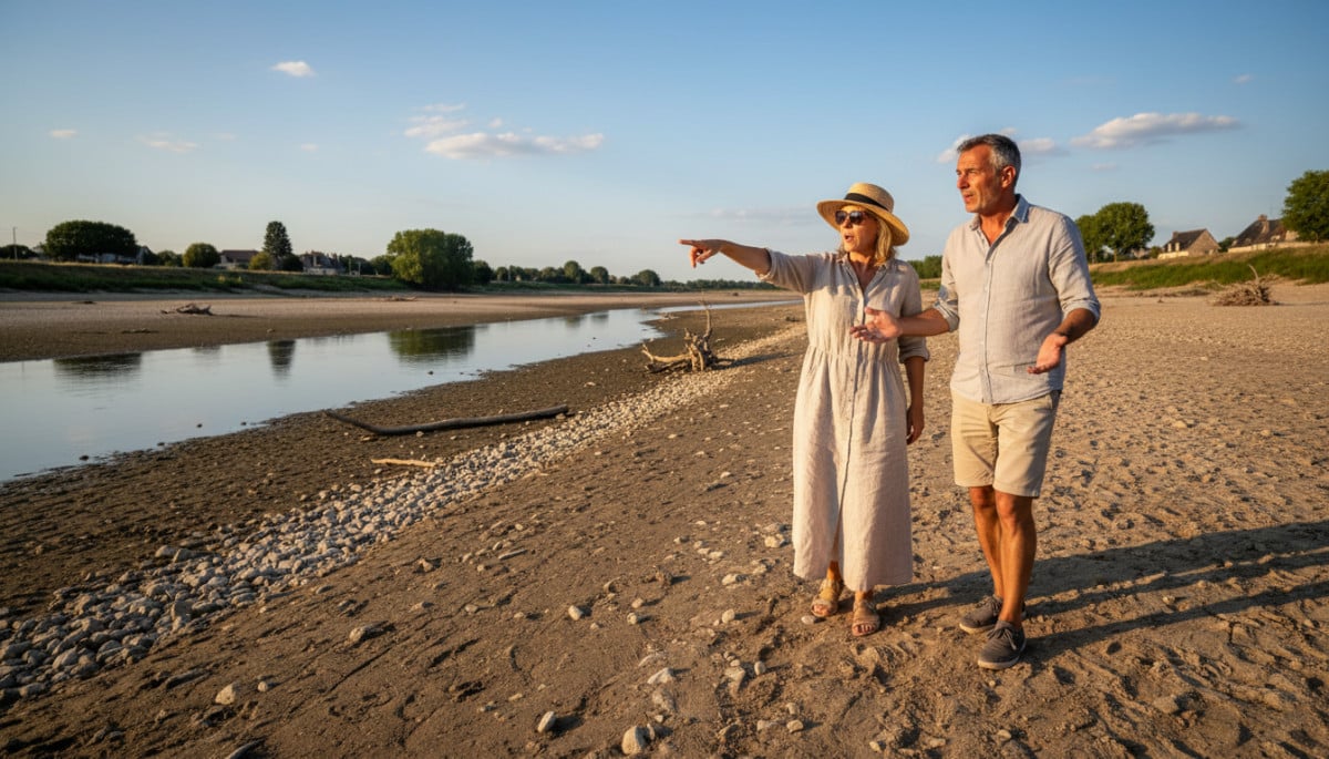 Bancs de sable de la Loire à sec en été