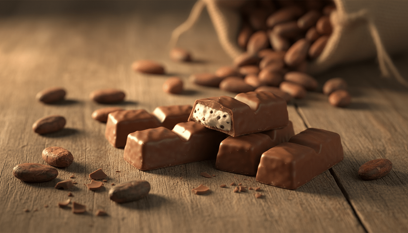 Barre Kinder ouverte révélant son fourrage lacté blanc