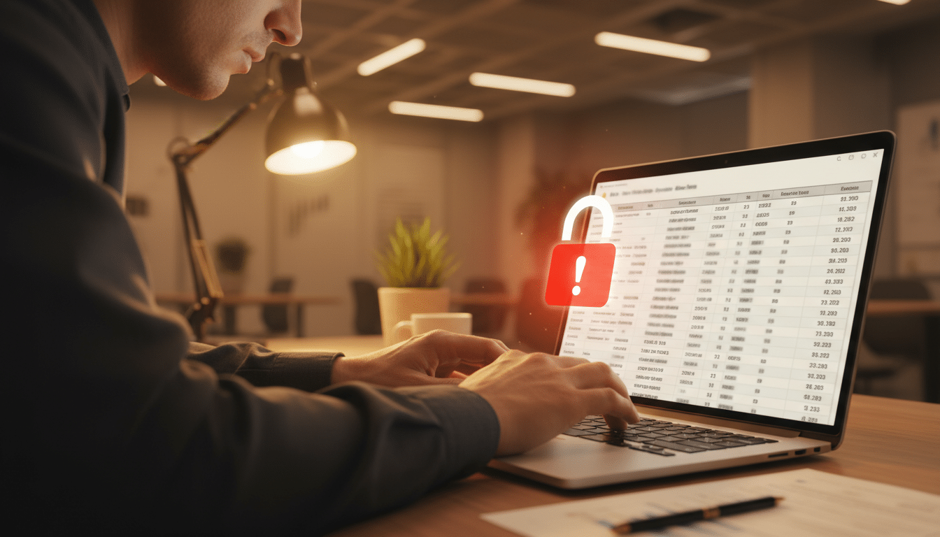 Écran affichant des données personnelles compromises