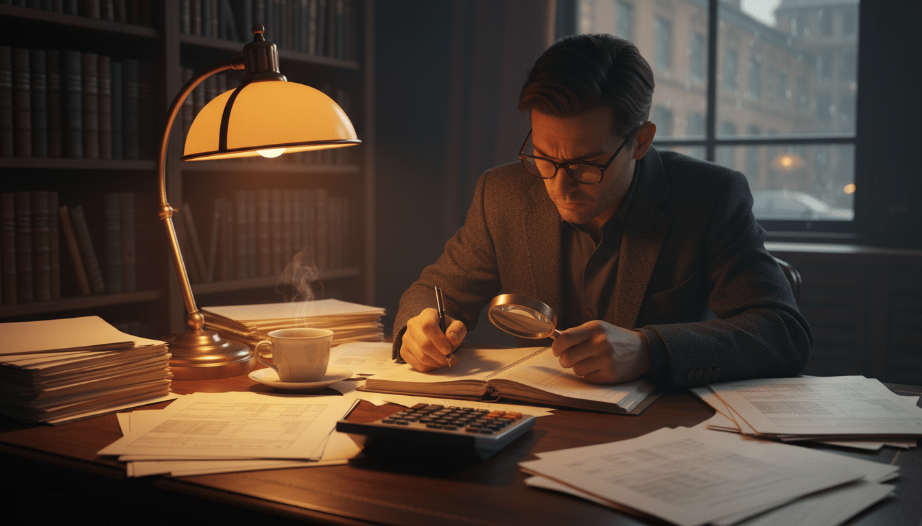 Personne minutieuse analysant des documents à son bureau