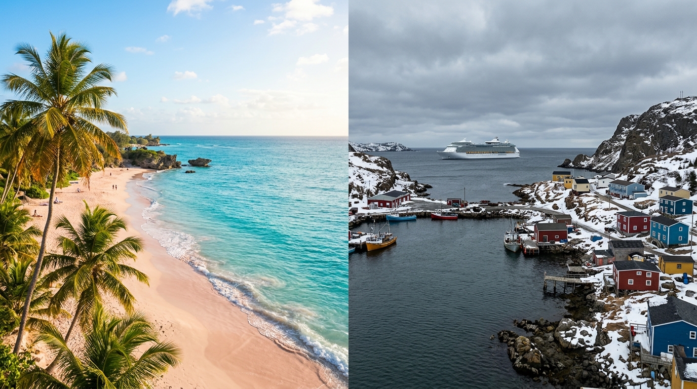 Comparaison entre plages des Bermudes et côte froide du Canada