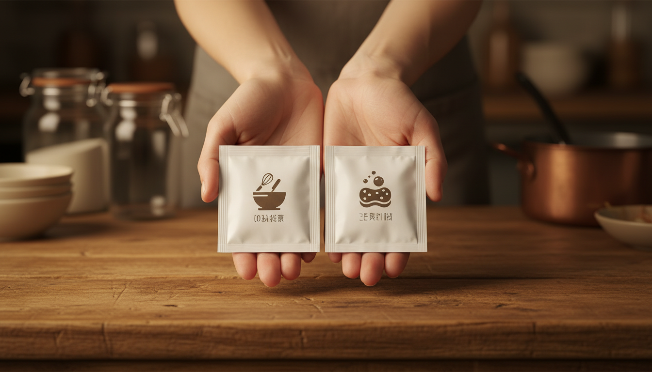 Deux paquets de bicarbonate de soude comparés en cuisine