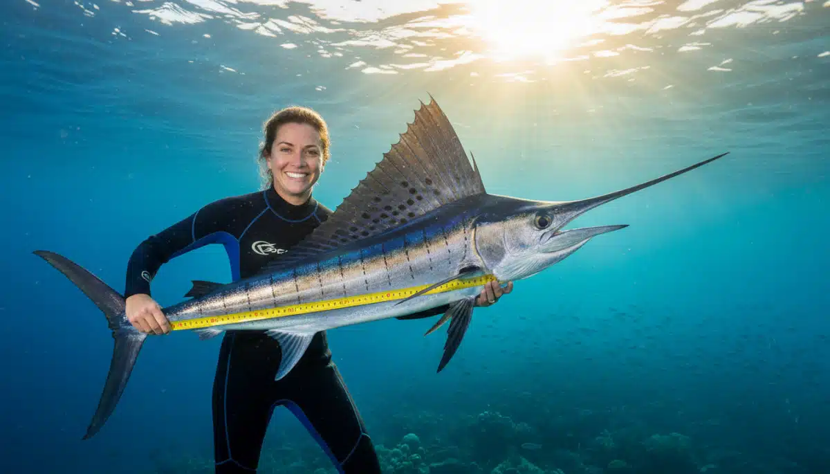 biologiste marin mesurant un voilier de l'Indo-Pacifique