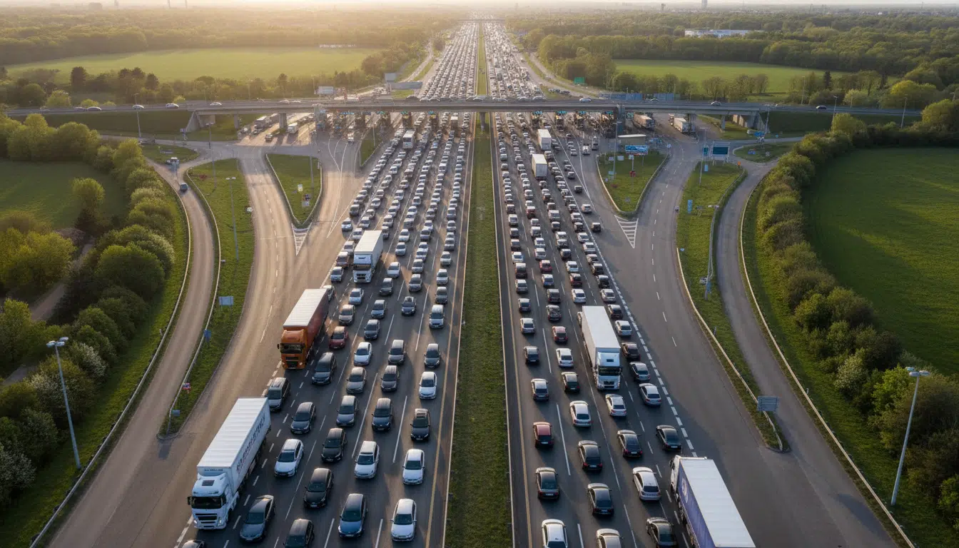 Embouteillage autoroute française week-end de Pâques