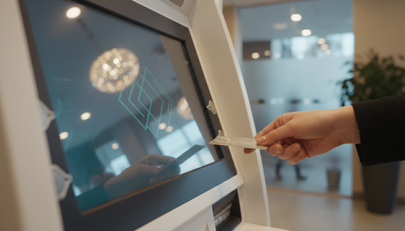 Carte bancaire insérée dans un automate Cash Services