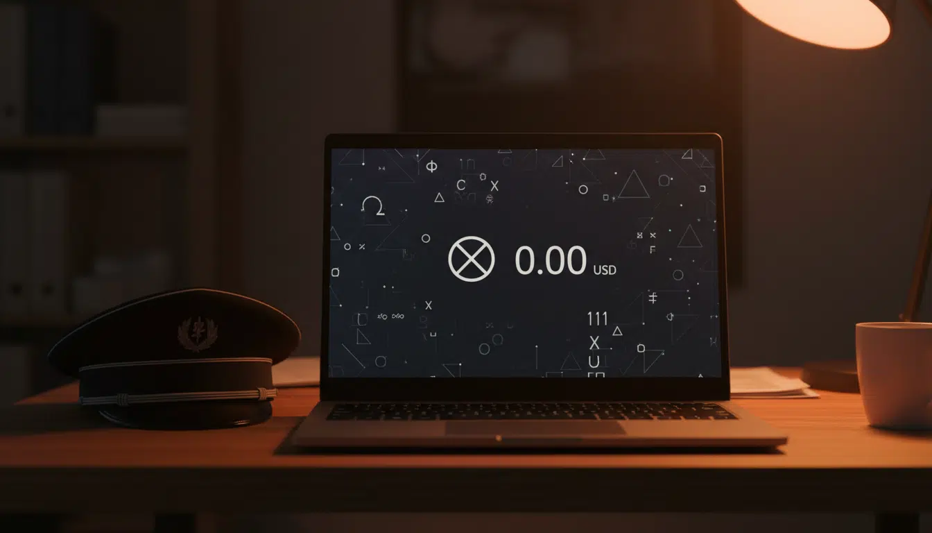 Écran de portefeuille crypto vidé sur un bureau