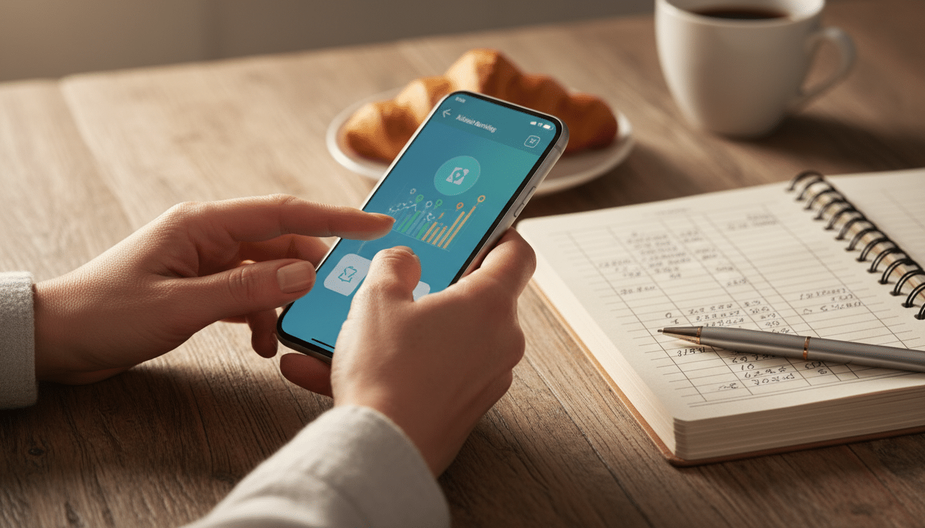 Budget mensuel consulté sur smartphone