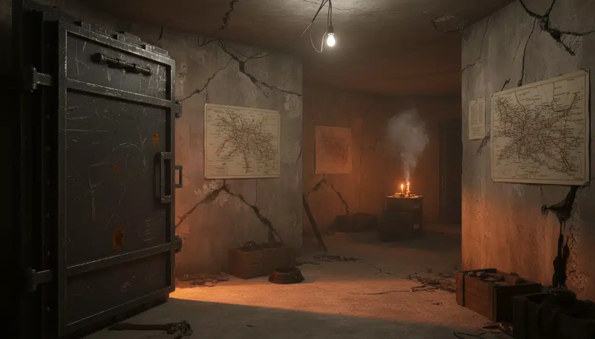 Bunker souterrain sombre à Berlin en 1945