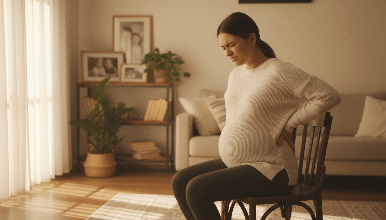 Jeune femme enceinte souffrant de douleurs au dos