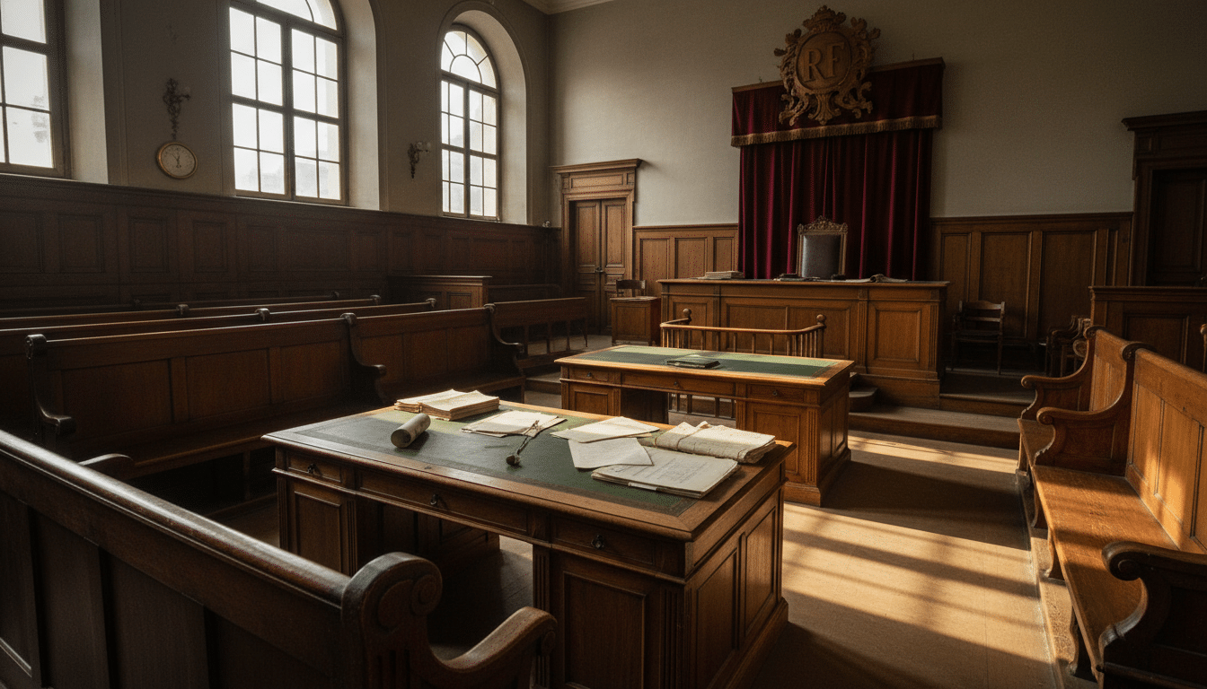 Intérieur d'une salle de cour criminelle française