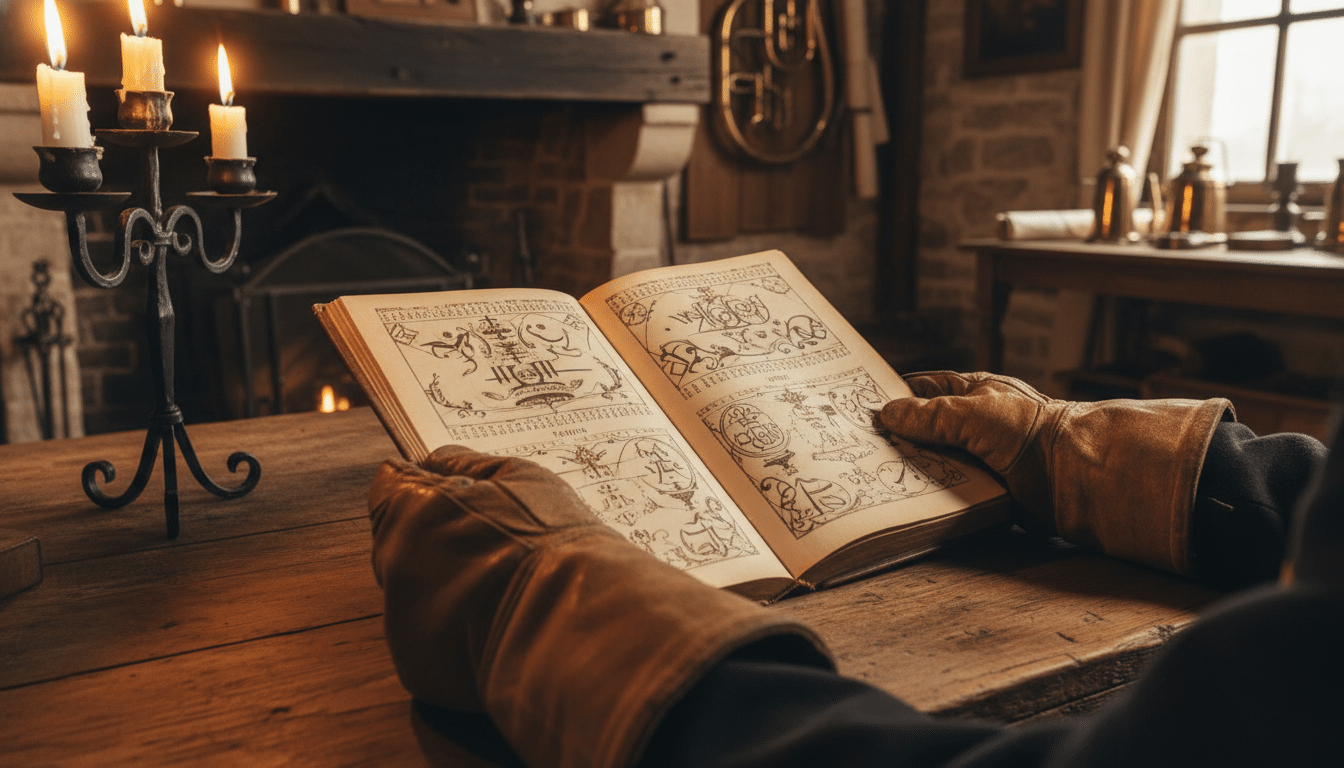 Calendrier almanach ancien sur une table en bois