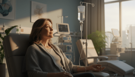 Patient recevant une immunothérapie en service d'oncologie
