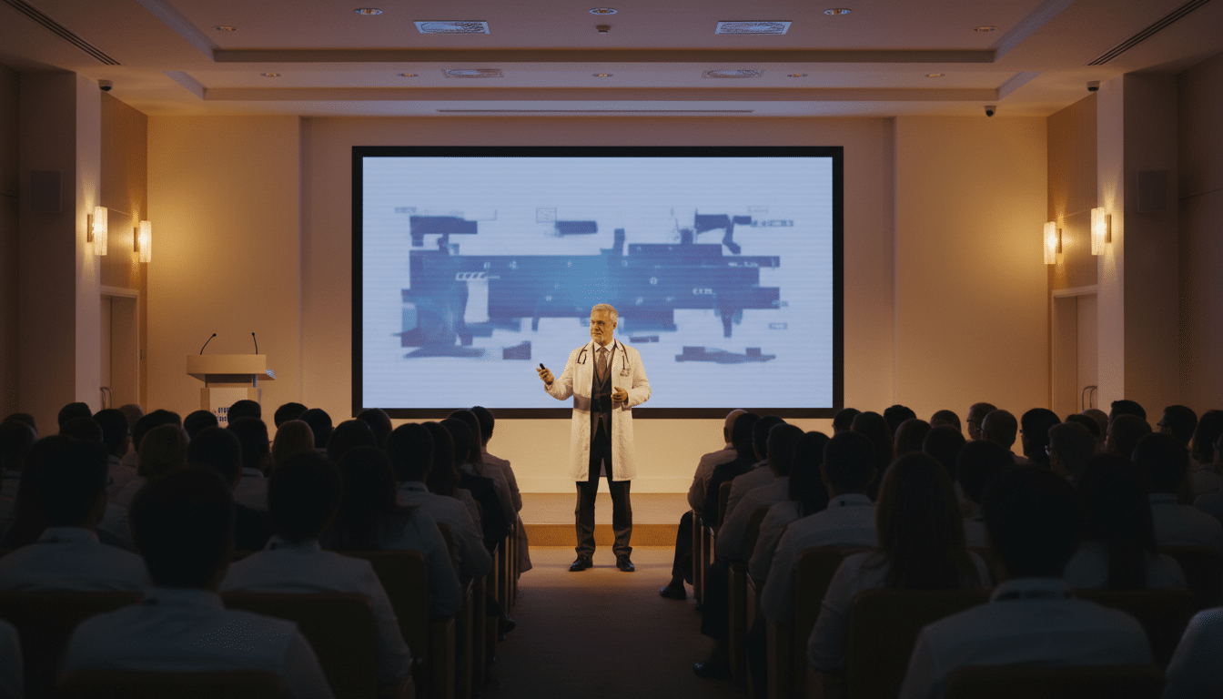 Médecin présentant les résultats de l'étude MATISSE en congrès