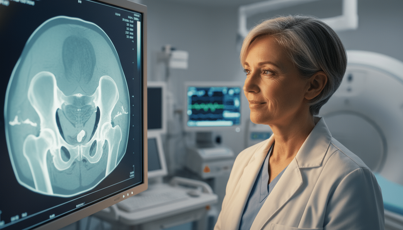 Médecin examinant une IRM sans trace de tumeur