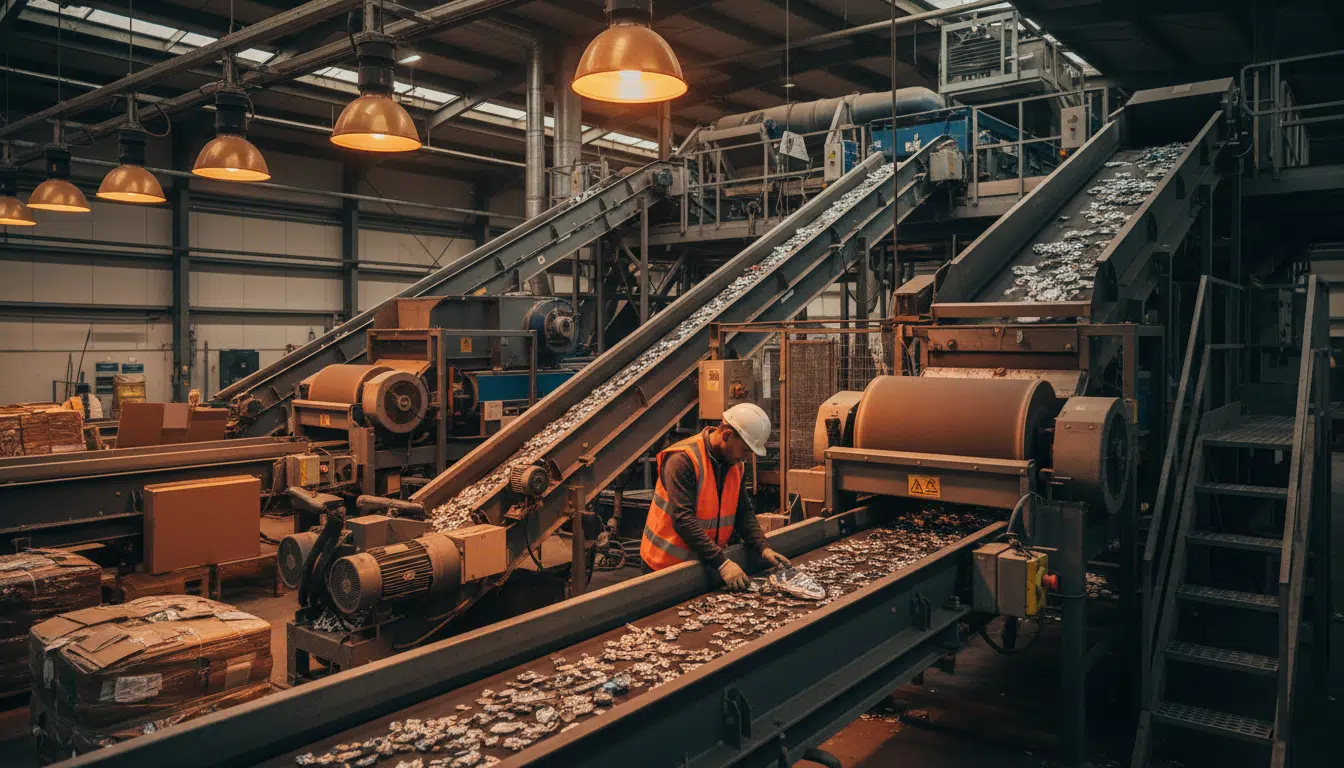 Centre de tri français traitant des capsules en aluminium