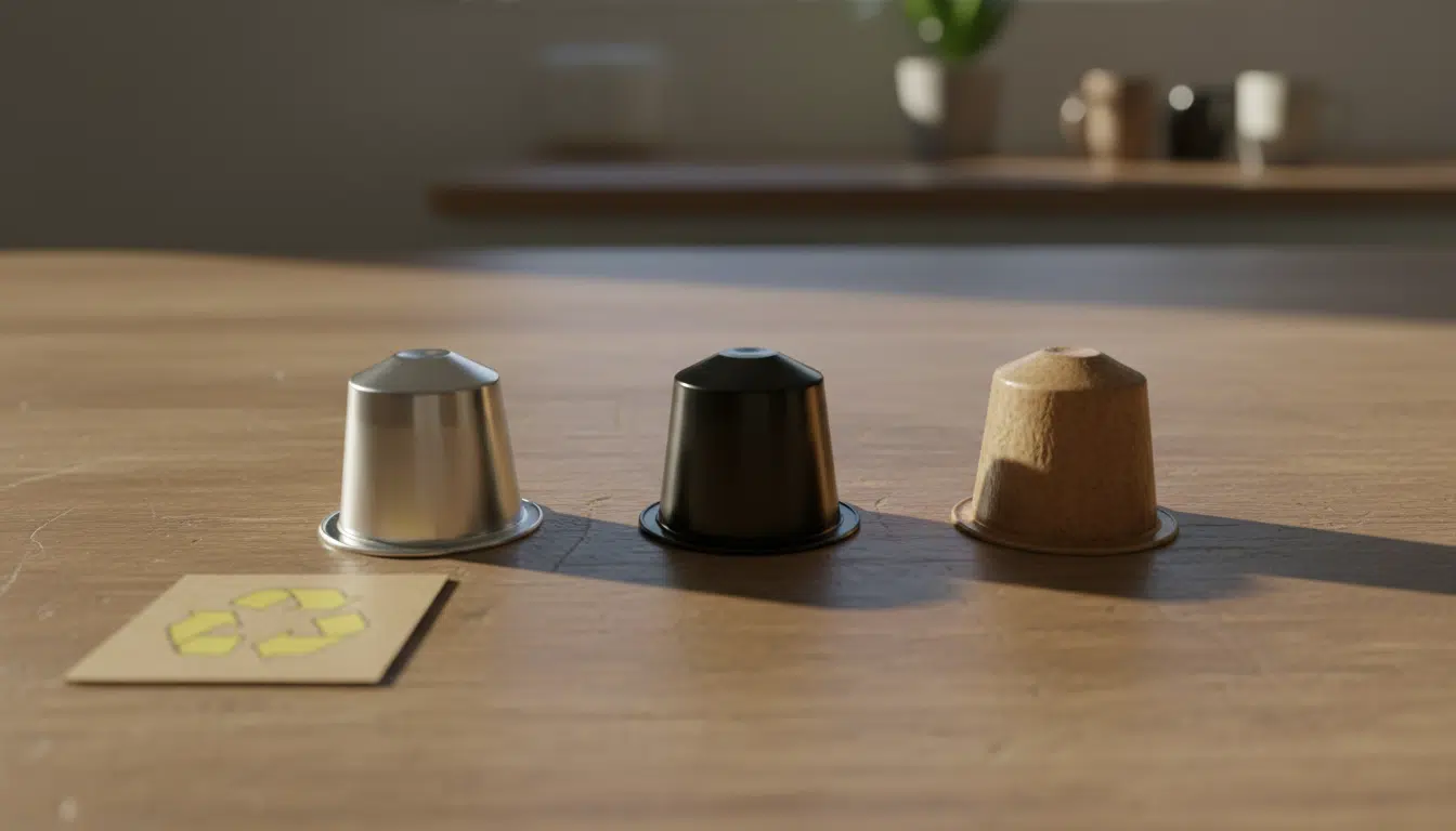Trois types de capsules de café : aluminium, plastique et compostable