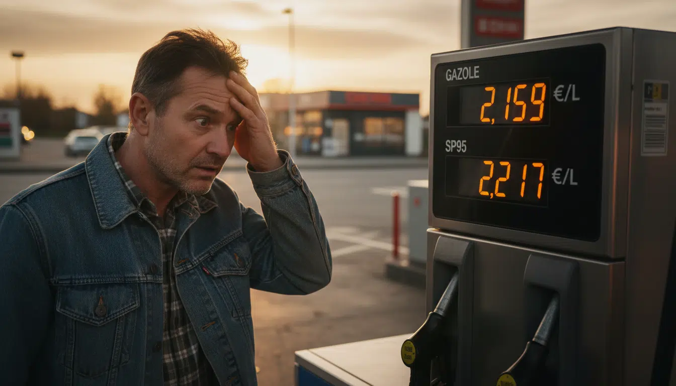 Automobiliste inquiet devant les prix élevés du carburant