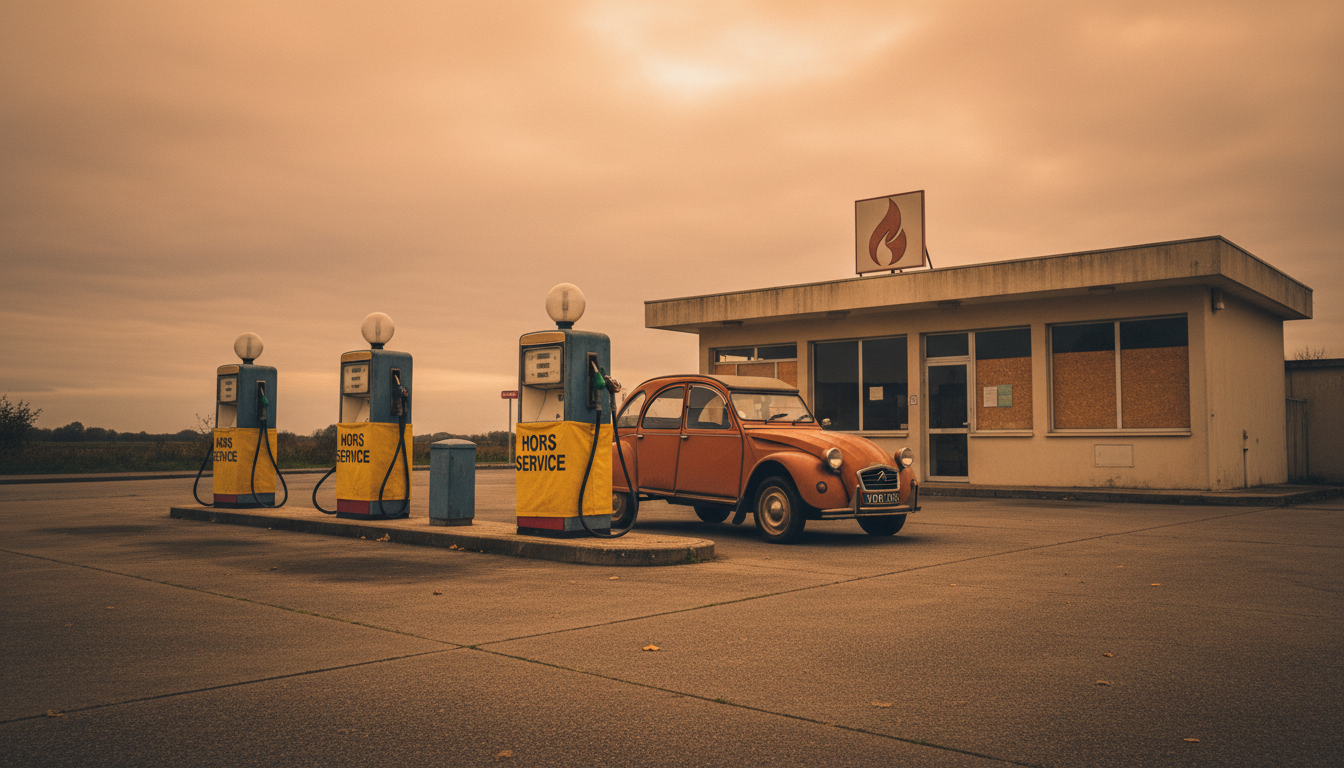 Pompes à carburant hors service dans une station française