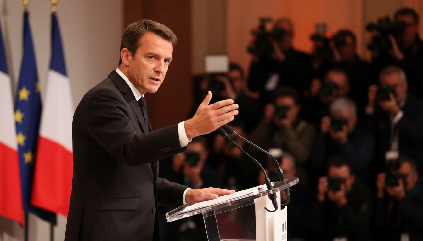 Sébastien Lecornu en conférence de presse à Marseille