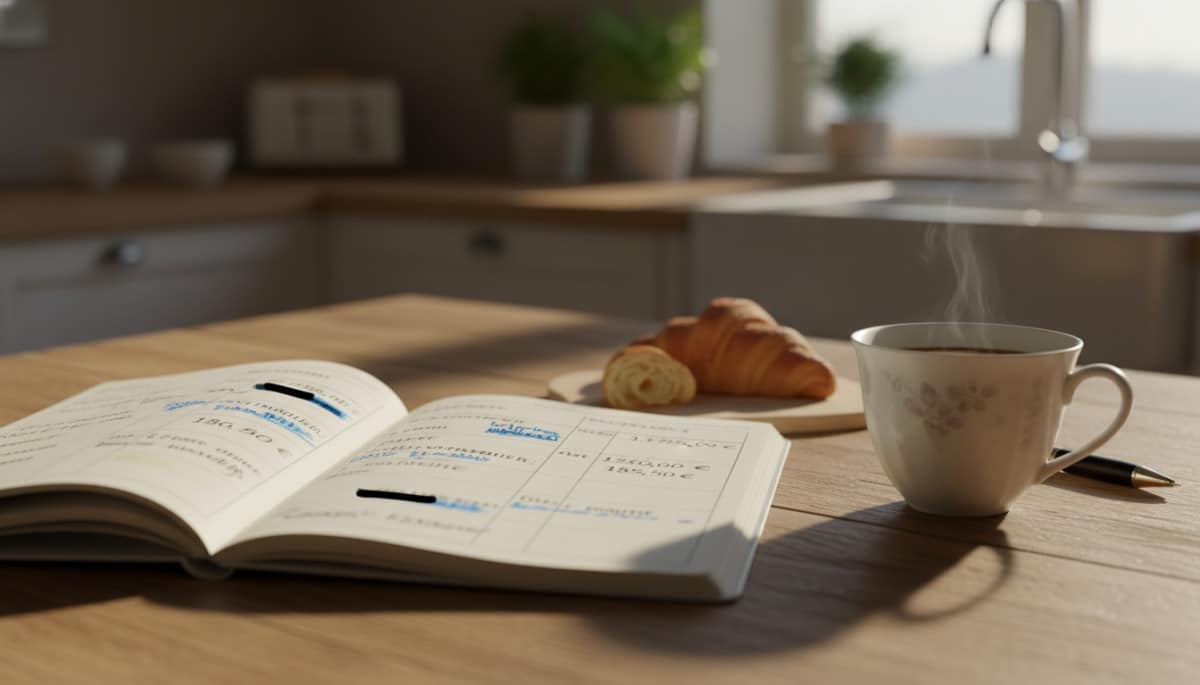 Carnet de budget familial avec factures notées