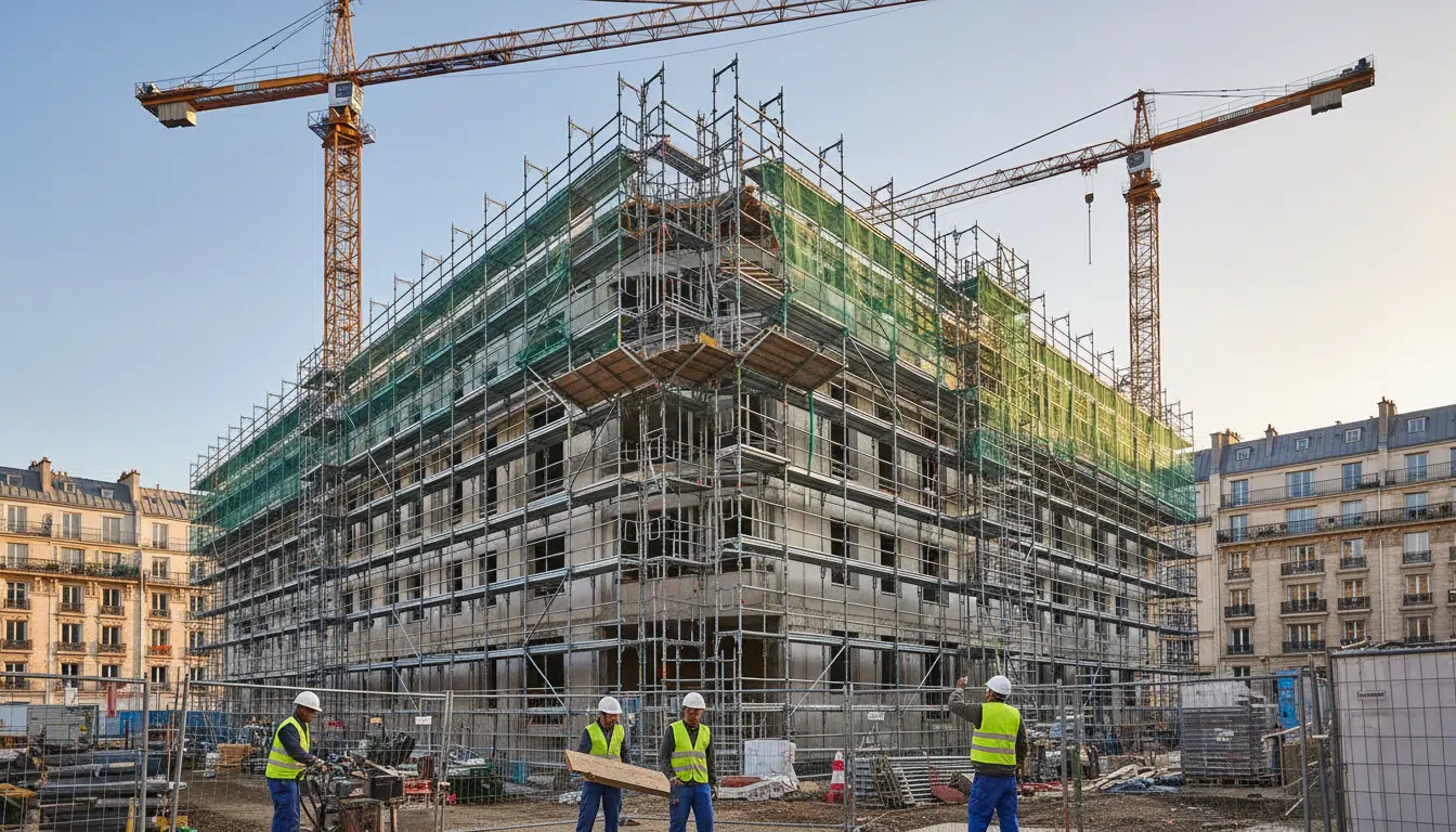 Chantier de construction de logements sociaux en France