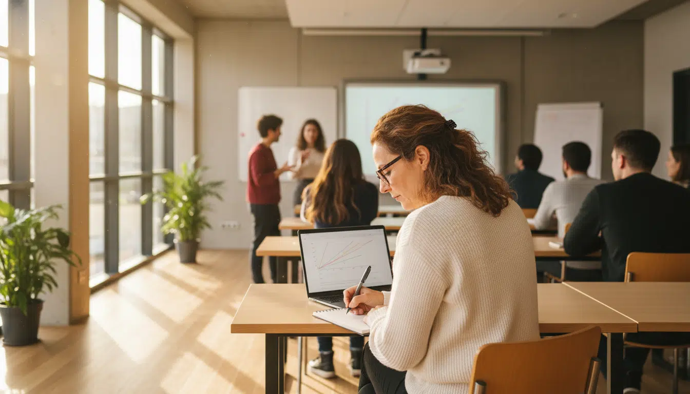 Femme suivant une formation de langue financée par le CPF