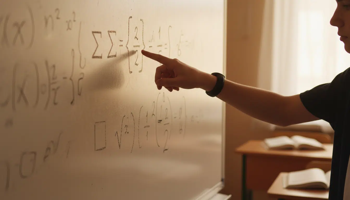 Tableau de classe avec des symboles mathématiques