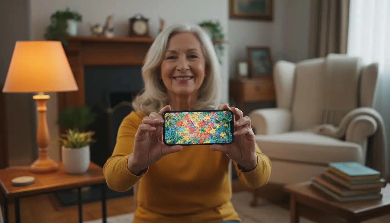 Adulte souriant après avoir résolu un défi logique