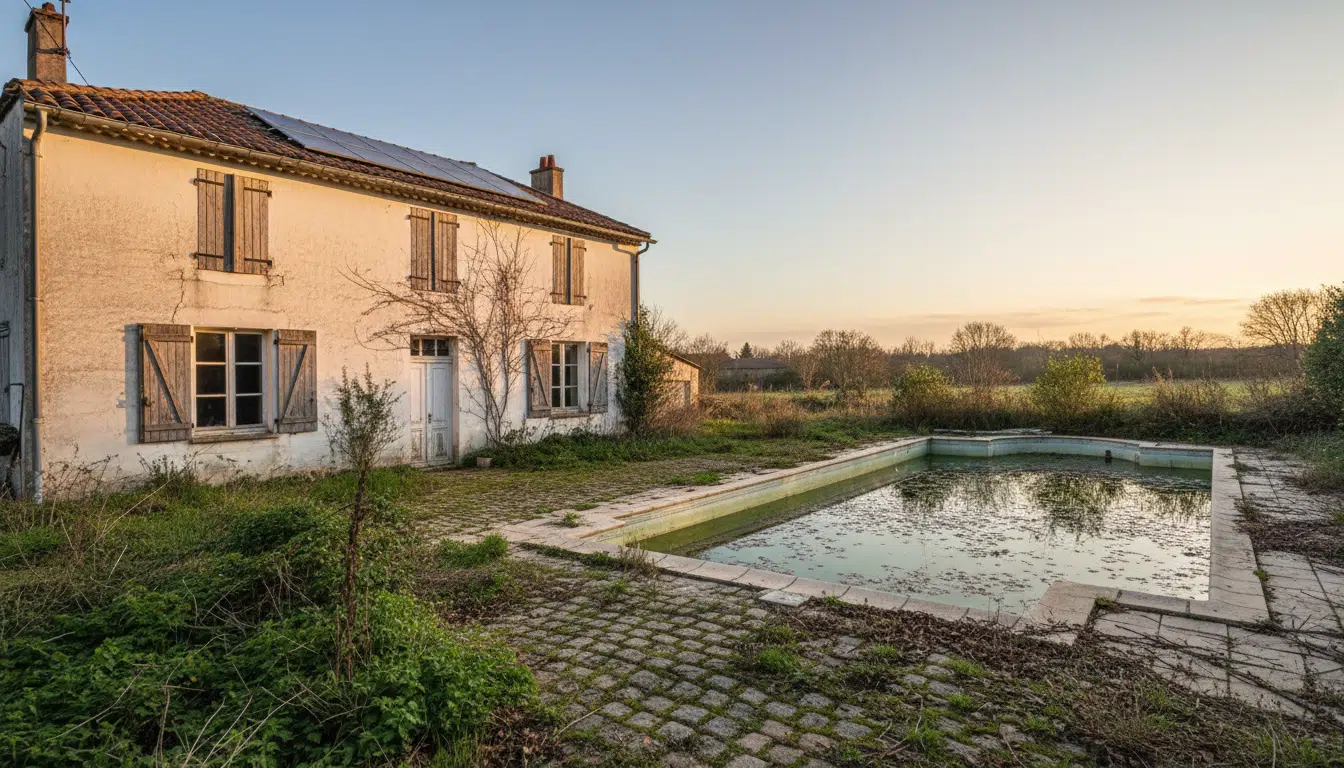 Maison abandonnée avec volets clos en Vendée
