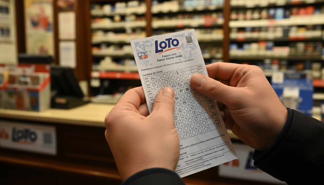 Mains tenant un ticket de Loto FDJ