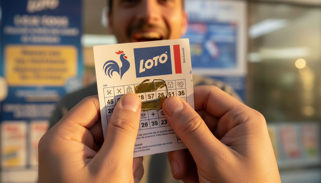 Mains tenant un ticket de Loto FDJ