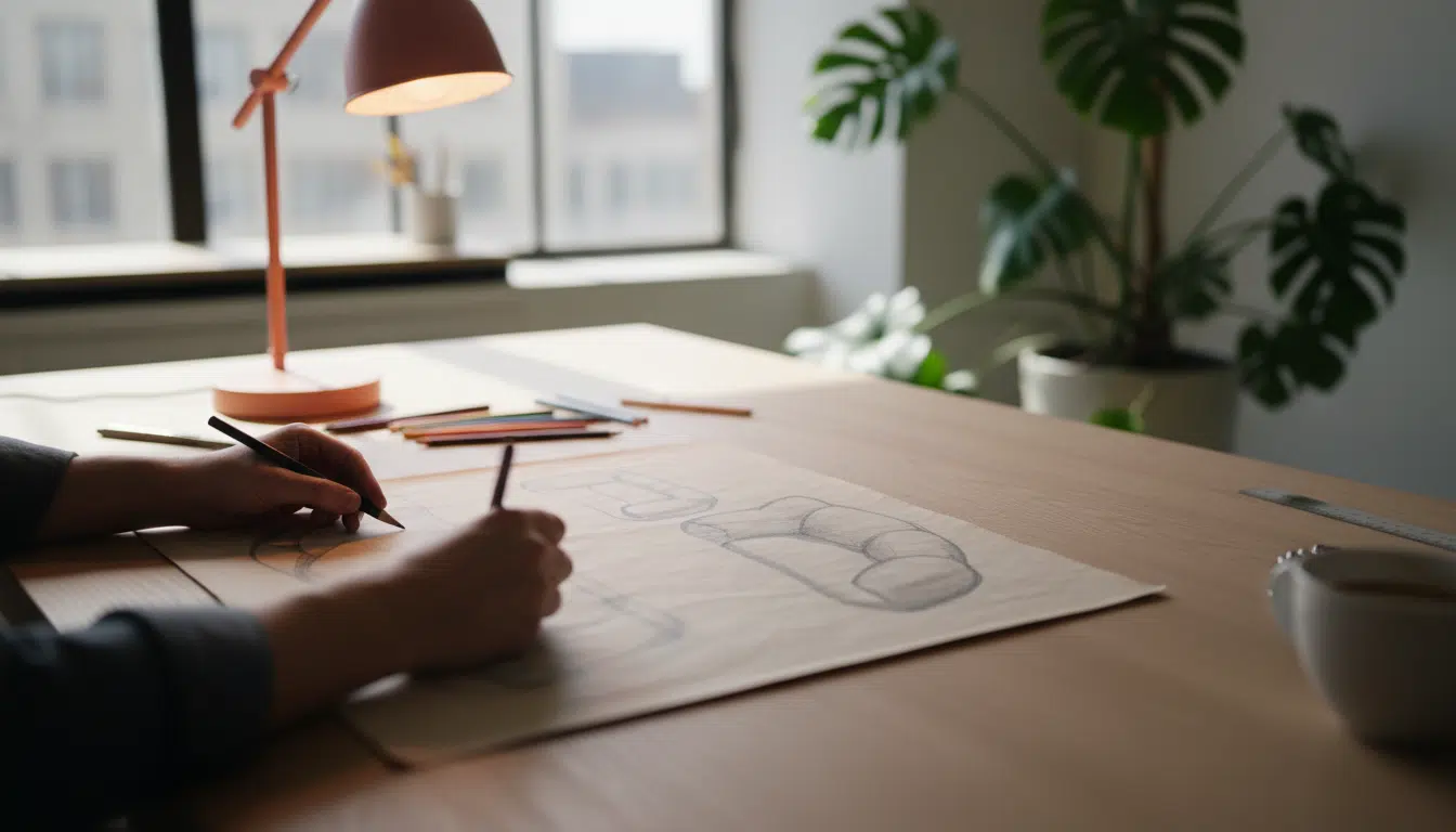 Croquis de design aux formes organiques de la série LILLESÄTER