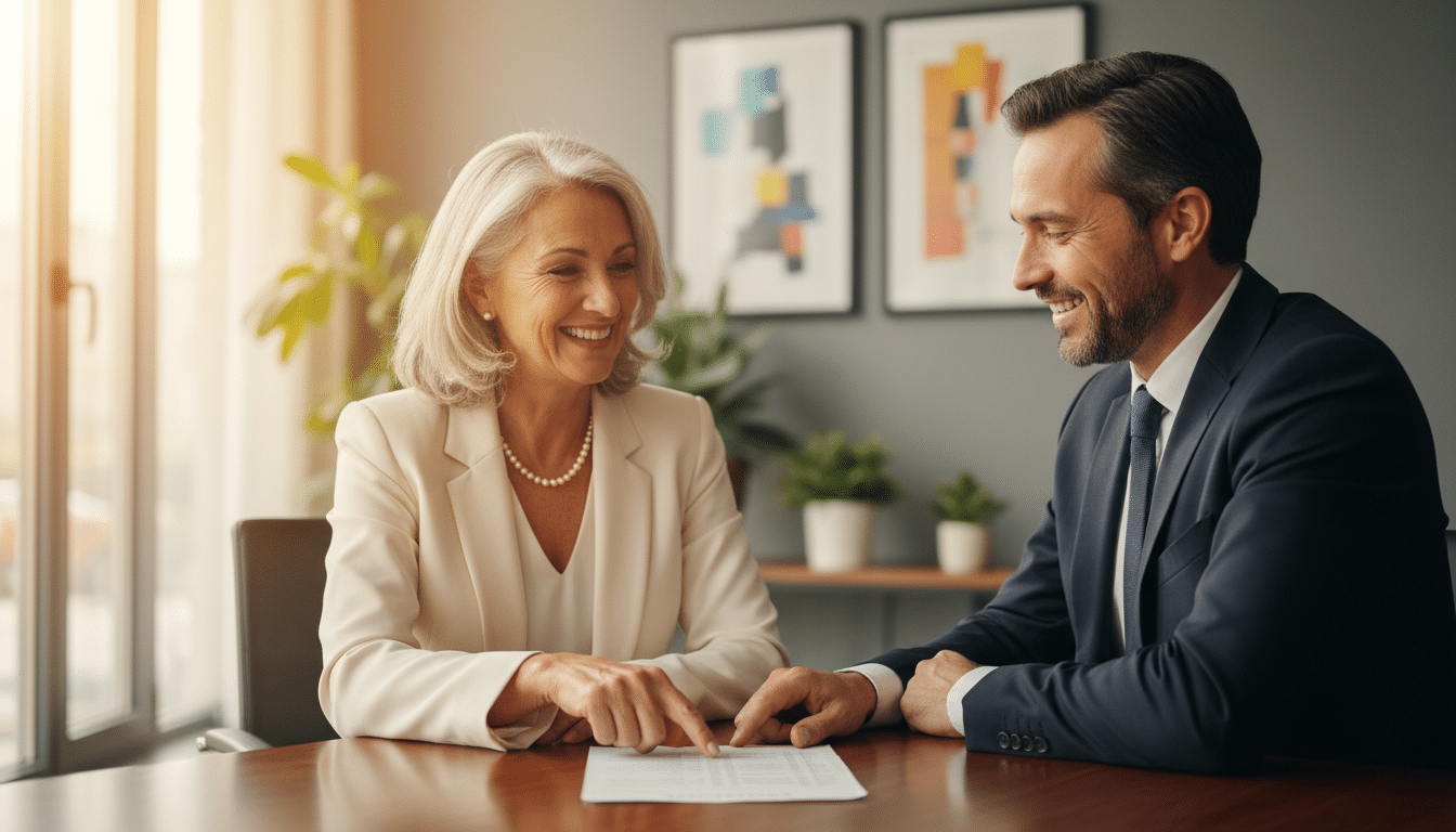 Conseillère bancaire expliquant le compte à terme à une cliente