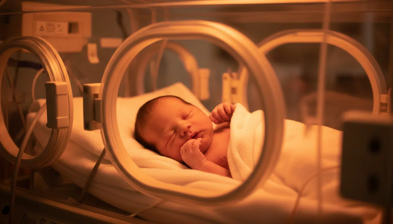 Bébé prématuré dans une couveuse en néonatalogie