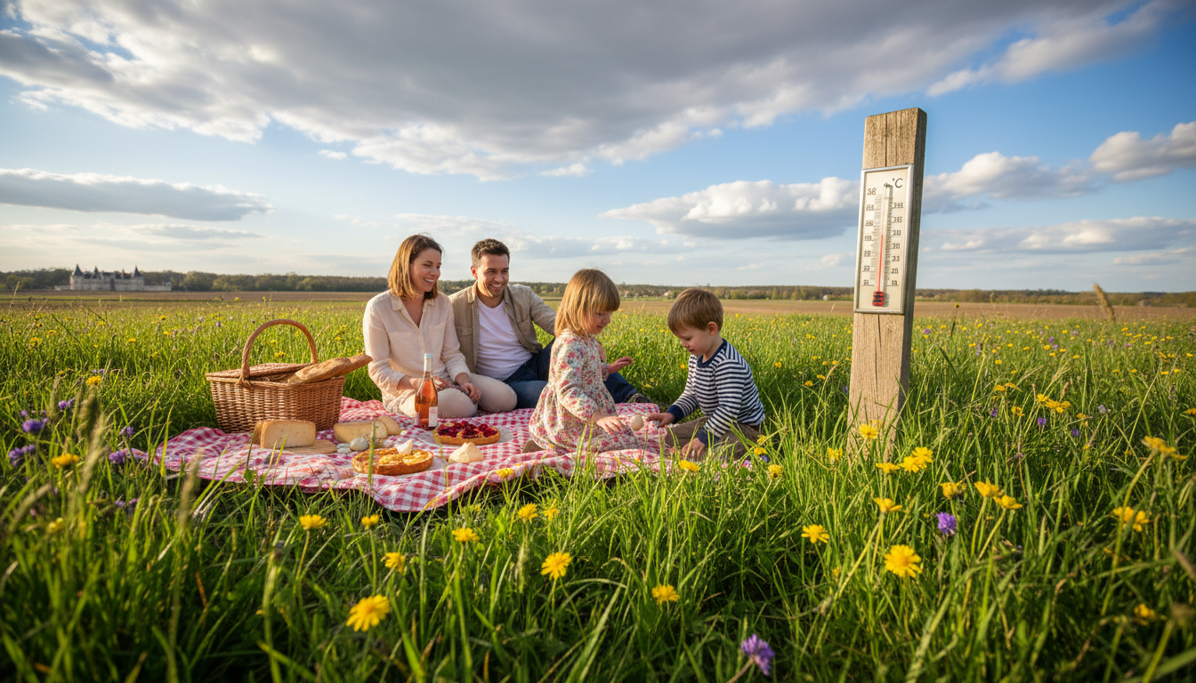Famille en pique-nique pascal au bord de la Loire