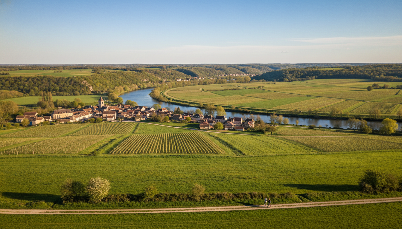 Vue ensoleillée de la vallée de la Loire un lundi de Pâques