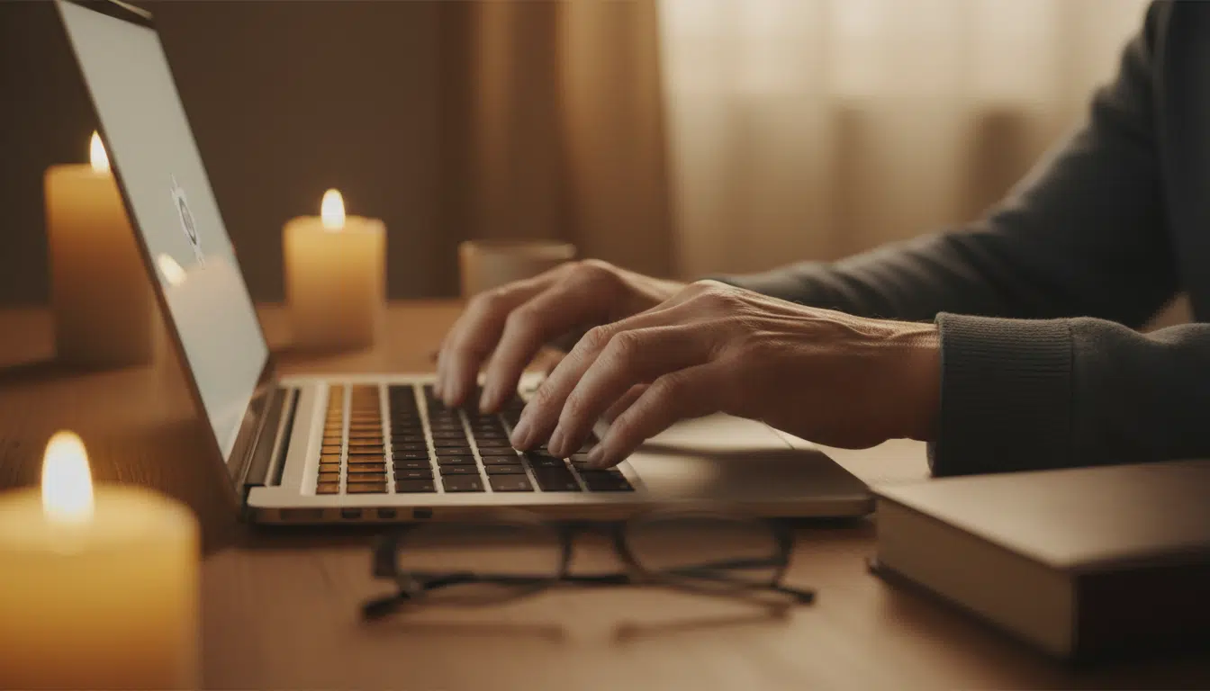 Personne âgée hésitant devant les paramètres de confidentialité