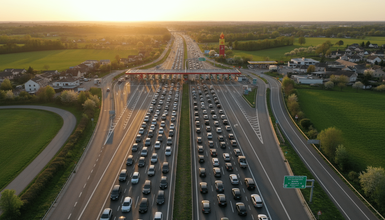 Embouteillages sur autoroute française pendant le week-end de Pâques