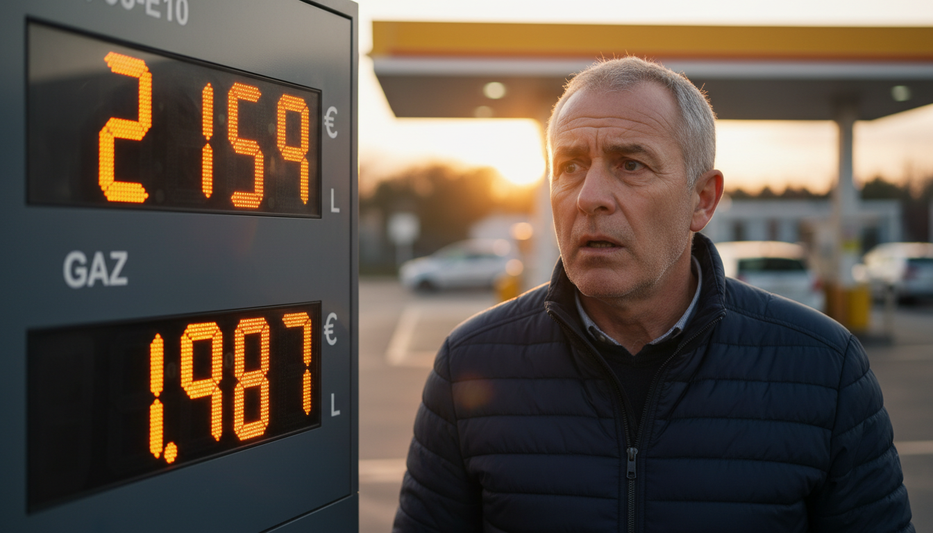 Automobiliste inquiet devant les prix du carburant